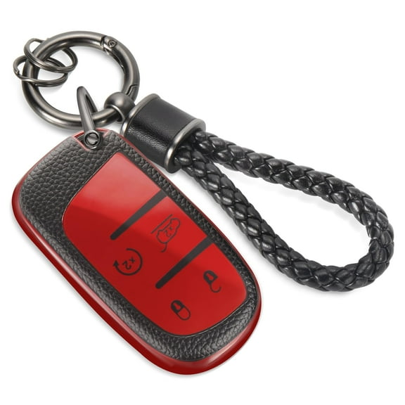 Compatible Key Fob Cover for Jeep Grand Cherokee Dodge Charger Challenger Durango Journey Dart Chrysler 300 Key Case Holder Protector Metal Keychain