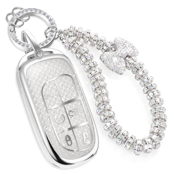 Compatible Key Fob Cover for Jeep Grand Cherokee Dodge Charger Challenger Durango Journey Dart Chrysler 300 Key Case Holder Protector Metal Keychain