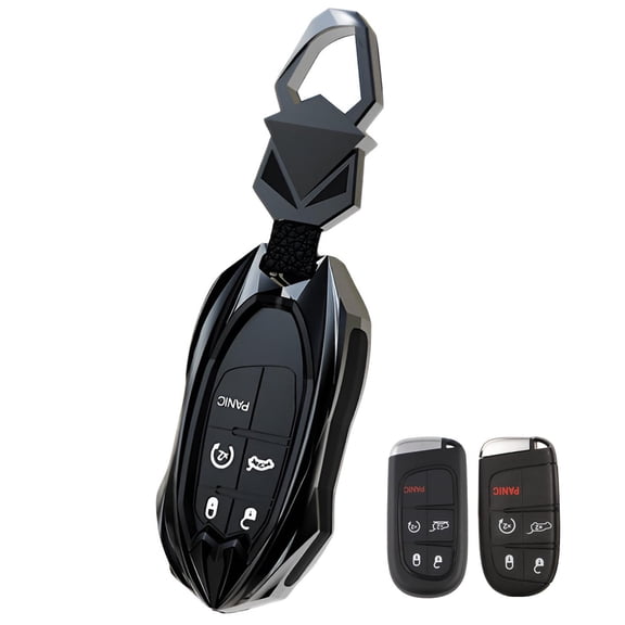 Compatible Key Fob Cover for Jeep Grand Cherokee Dodge Charger Challenger Durango Journey Dart Chrysler 300 Key Case Holder Protector Metal Keychain