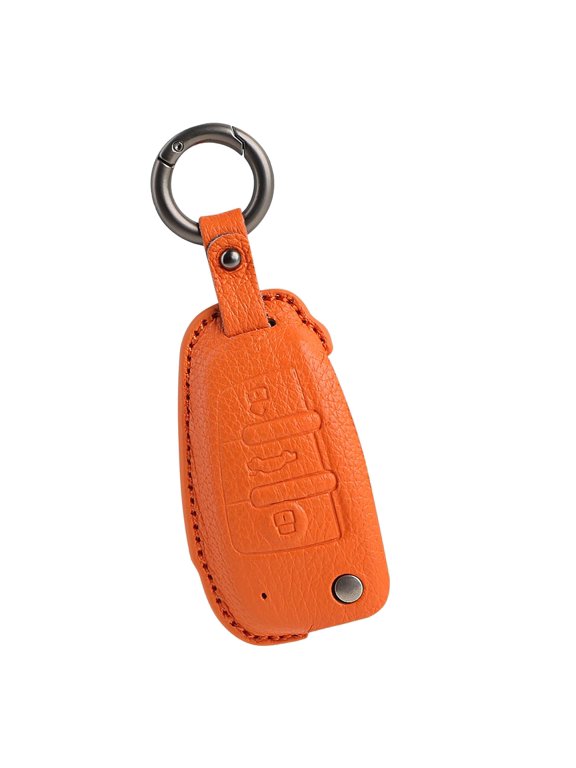 Compatible Key Fob Cover forFlip Key Fob Cover Fit for Audi A1 A3 A4 A6 S3 S4 RS4 S6 RS6 Q3 Q5 Genuine Leather Folding Key Case Shell with Keychain 3 Button