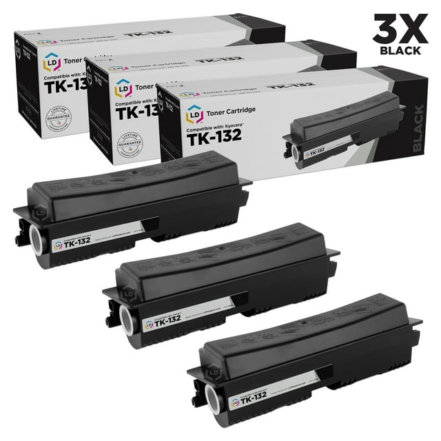 Compatible Kyocera Mita TK-132 Set of 3 Black Laser Toner Cartridges