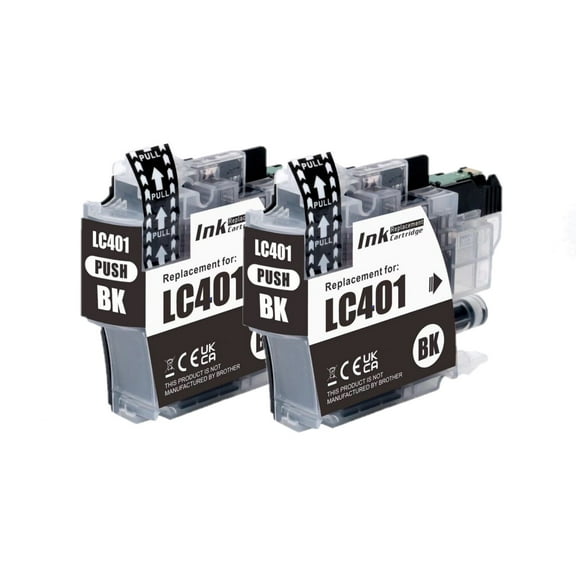 Compatible LC401 Ink Cartridge LC 401 Replacement for Brother MFC J1010DW J1170DW J1012DW Printer (2 Black)
