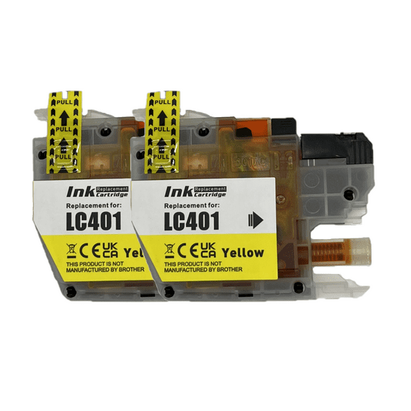 Compatible LC401 Ink Cartridge LC 401 Replacement for Brother MFC J1010DW J1170DW J1012DW Printer (2 Yellow)