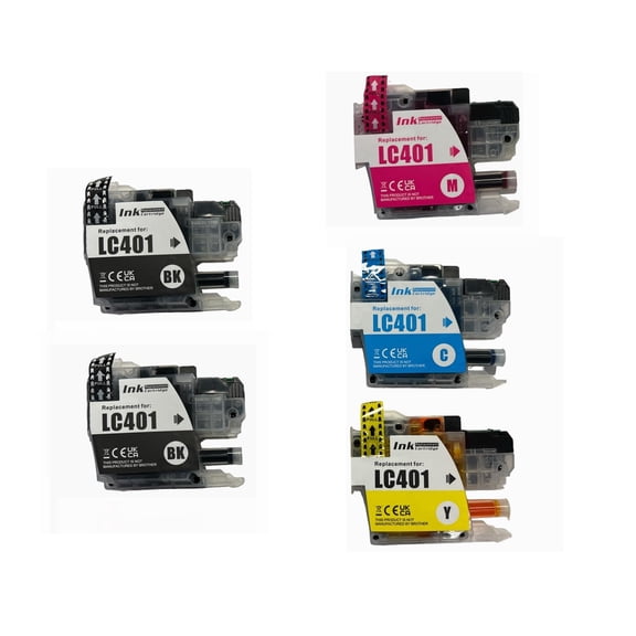Compatible LC401 Ink Cartridges Replacement LC 401 for Brother MFC-J1010DW MFC-J1012DW MFC-J1170DW Printer - 5 Pack