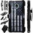thumbnail image 1 of Compatible LG Escape Plus | Journey LTE | Arena 2 | K30 (2019) Hybrid LuxGuard Holster Phone Case Cover (Gray US Flag), 1 of 4