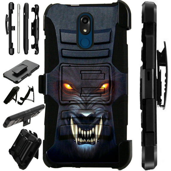 Compatible LG Stylo 5 | LG Stylo 5 Plus Case Armor Hybrid Phone Cover LuxGuard Holster (Angry Werewolf)