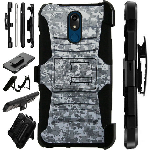 Compatible LG Stylo 5 | LG Stylo 5 Plus Case Armor Hybrid Phone Cover LuxGuard Holster (Digital Camo Gray)