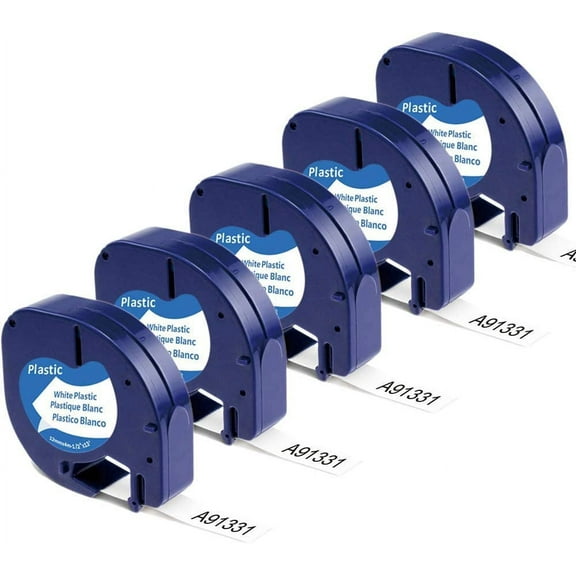 Compatible Label Replacement for DYMO Letratag Refills 91331 (S0721660) LT Plastic Label Tape 1/2" x 13' (12mm x 4m) for DYMO LetraTag LT-100T LT-100H LT-110T QX50 Black on White