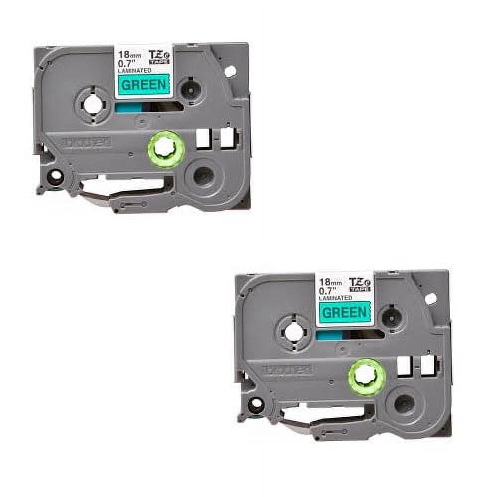 Compatible Label Tape Cartridge for TZe-741 - Black on Green - 2-Pack