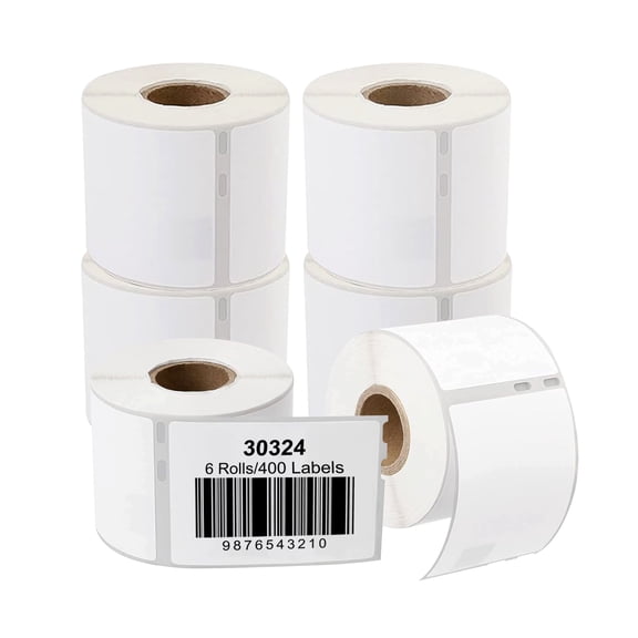 Compatible Labels for Dymo 30324 | 6 Rolls | Size 10" x 8" | Strong Resistant | 400 Labels/Roll