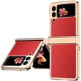 thumbnail image 1 of Compatible Leather Case for Samsung Galaxy Z Flip 3 5g Case with Hinge Protection,Plating PC with Leather Cover Phone Case for Galaxy Flip 3 Case,Samsung Z Flip 3 Case Samsung Flip Z 3 Case Red, 1 of 9
