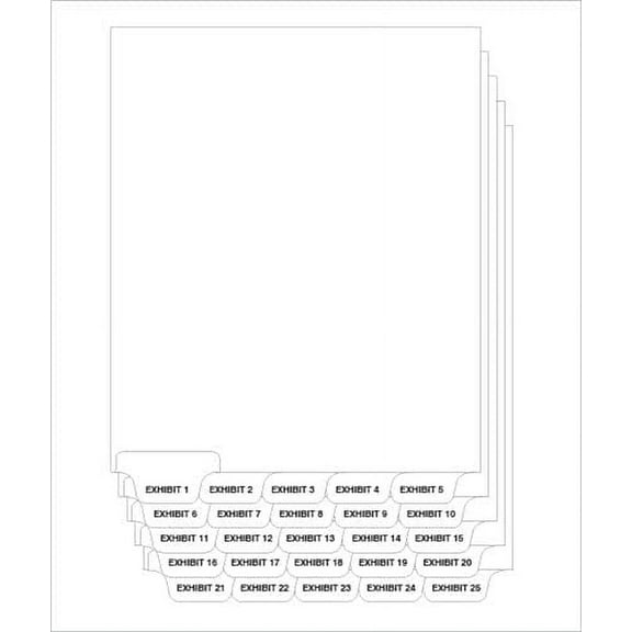 Compatible Letter Size Tab Divider, Bottom Exhibit 1-25, Tabs, 2/Sets