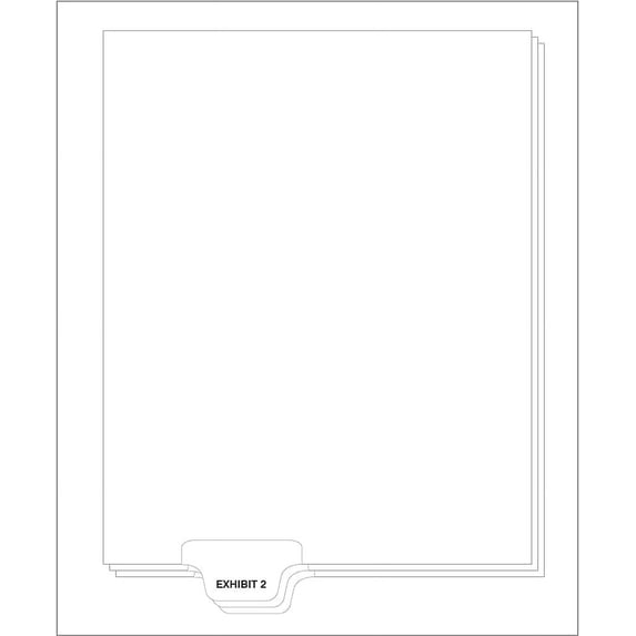 Exhibit Tab 2 Letter Size Bottom Tab Divider, 25 Count, 1/Set