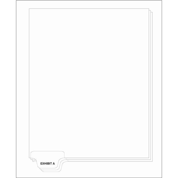 Exhibit Tab A Letter Size Tab Divider, 25 Count, 1/Set