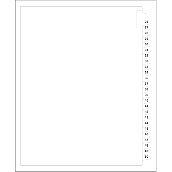 Compatible Letter Size Tab Divider, Side 26-50 Tab, 2/Sets