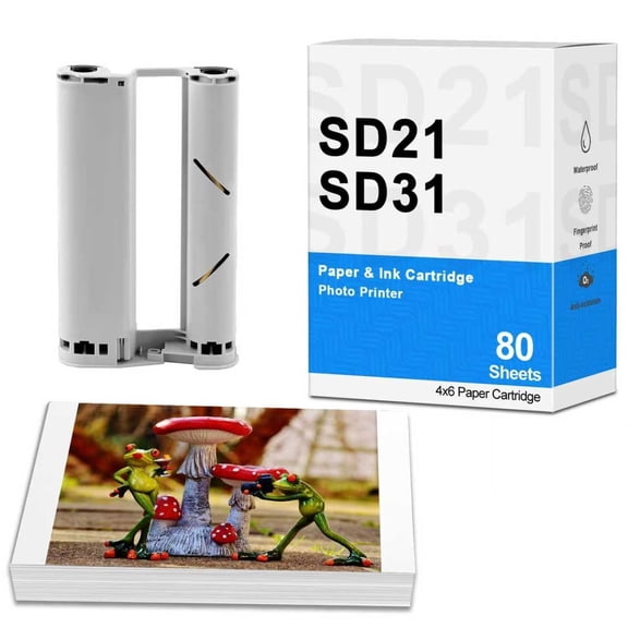 Compatible for Liene Amber M100/M200/M110/M210 4x6" Photo Printer 80 Sheets Photo Paper & 2 Ink Cartridges Refill, Only for Liene DHP512/DHP513/DHP514/DHP515 Printer, for Framing, Display & Memories
