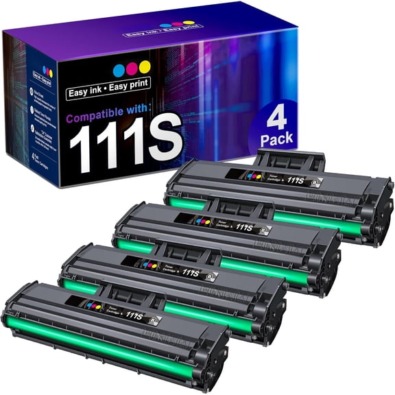 Compatible MLT-D111S Black Toner Cartridge High Yield Replacement for Samsung 111S 111L MLT-D111S MLT-D111L to use with Samsung Xpress M2020W M2022 M2024W M2070W M2070FW (Black, 4 Pack)