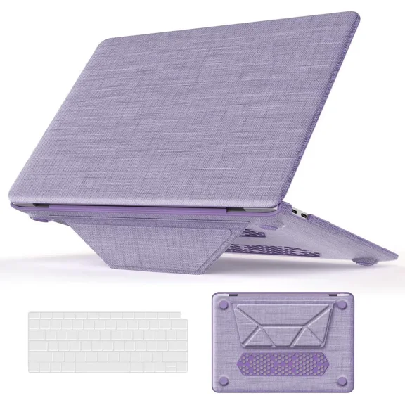 Compatible for MacBook Air 13 inch Case 2018-2021 M1 A2337 A2179 A1932 with Retina Display, Fabric Textured Hard Shell with Foldable Kickstand & Keyboard Cover for MacBook Air 13'' Case