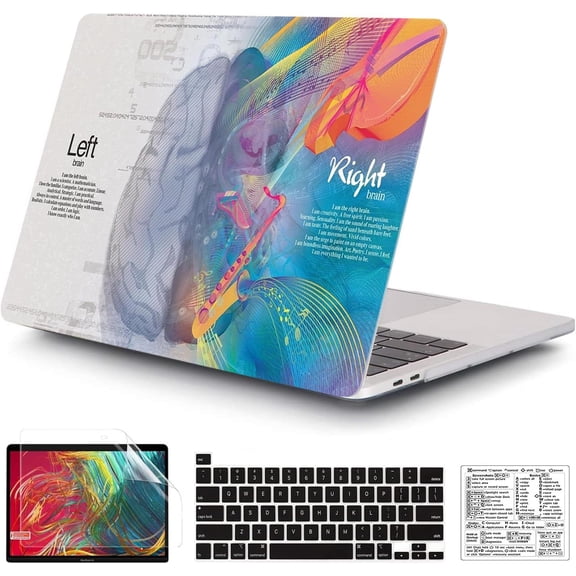 Compatible with MacBook Pro 13 Inch Case M2/M1 2025 2022-2017 A2338 A2289 A2251 A2159 A1989 A1706 A1708 Plastic Hard Shell Case&Keyboard Skin&Mac OS Keyboard Sticker (Music Left Right Brain)