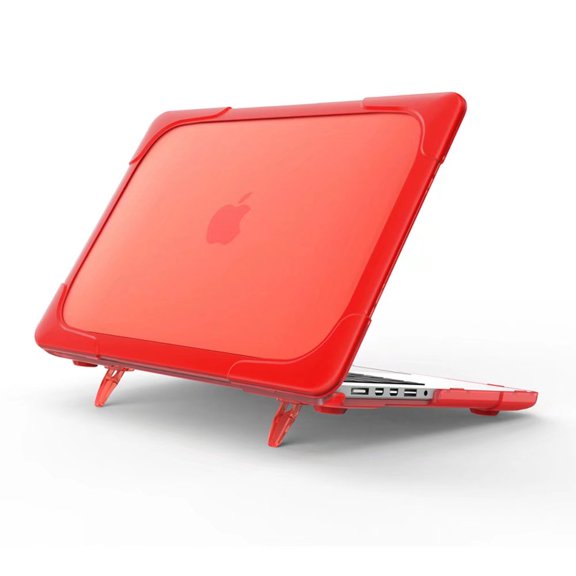 Compatible with MacBook Pro 14 Inch Case 2021 2022 Release A2442 with M1 Pro/Max Chip, Heavy Duty Hard Shell Dual Layer Protective Cover with Kickstand, Red