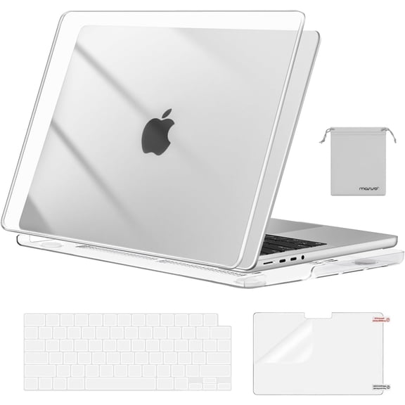 Compatible with MacBook Pro 14 inch Case M5 2026 M4 2025 M3 M2 M1 2024-2021 A3427 A3426 A3434 A3112 A3185 A3401 A2918 A2992 A2779 A2442,Hard Case&Keyboard Skin&ScreenFilm&Pouch, Transparent