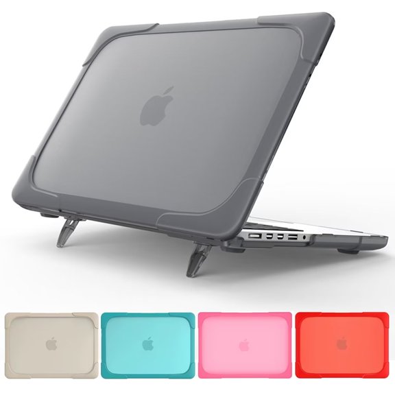 Compatible with MacBook Pro 16 Inch Case 2021 2022 Release A2485 with M1 Pro/Max Chip, Heavy Duty Hard Shell Dual Layer Protective Cover with Kickstand, Gray