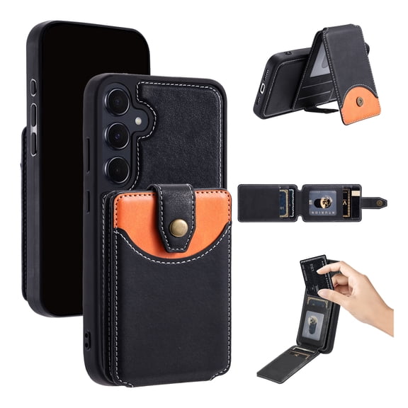 Compatible with MagSafe 2 in 1 Detachable Wallet Case for Samsung Galaxy A36 5G with Card Slots for Women Men, Fashion Magnetic PU Leather Flip Kickstand Phone Case for Galaxy A36 5G, Black