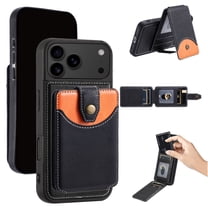 Compatible with MagSafe 2 in 1 Detachable Wallet Case for iPhone 17 Pro with Card Slots for Women Men, Fashion Magnetic PU Leather Flip Kickstand Phone Case for iPhone 17 Pro, Black