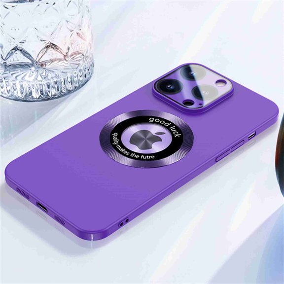 Compatible with MagSafe Case for iPhone 14 Pro Max, Built-in Glass Camera Lens Protector Logo View,Slim Magnetic MagSafe Shockproof Anti-Fall Matte PC Back Cover Case, darkpurple