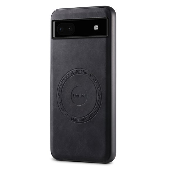 Compatible with MagSafe for Google Pixel 6a Case, Slim Classic PU Leather Protective Shockproof Magnetic Back Design Vintage Anti-Scratch Phone Cover for Google Pixel 6a Case, Black