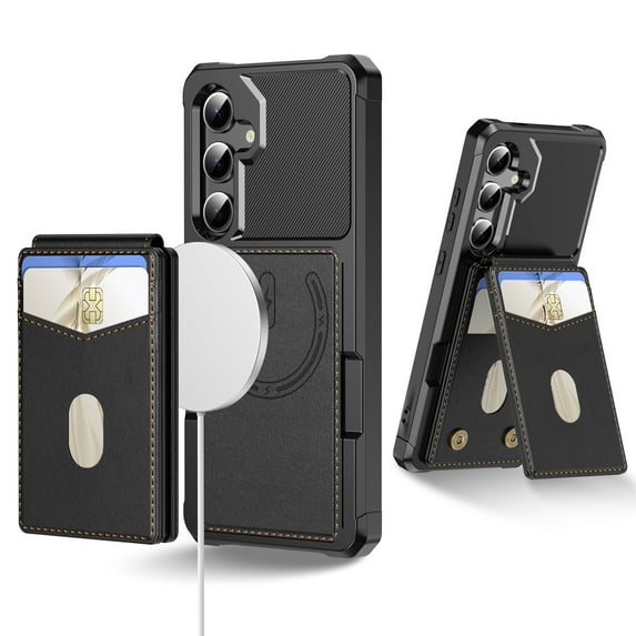 Compatible with MagSafe Magnetic 2 in 1 Detachable For Samsung Galaxy S23 FE Wallet Case with Card Holder,for Women Men,PU Leather RFID Blocking Flip Kickstand Credit Slots Phone Case, Black