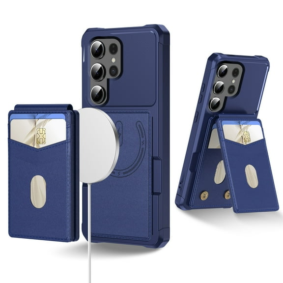 Compatible with MagSafe Magnetic 2 in 1 Detachable For Samsung Galaxy S23 Ultra Wallet Case with Card Holder,for Women Men,PU Leather RFID Blocking Flip Kickstand Credit Slots Phone Case, Darkblue