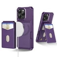 thumbnail image 1 of Compatible with MagSafe Magnetic 2 in 1 Detachable For iPhone 15 Pro Max Wallet Case with Card Holder,for Women Men,PU Leather RFID Blocking Flip Kickstand Credit Slots Phone Case, Purple, 1 of 8