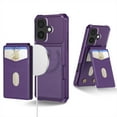 thumbnail image 1 of Compatible with MagSafe Magnetic 2 in 1 Detachable For iPhone 16 Plus Wallet Case with Card Holder,for Women Men,PU Leather RFID Blocking Flip Kickstand Credit Slots Phone Case, Purple, 1 of 7