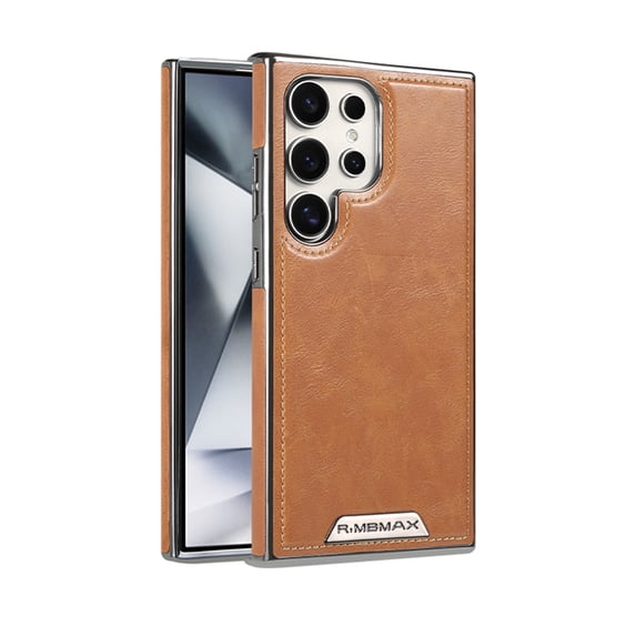 Compatible with MagSafe for Samsung Galaxy S23 Ultra Case Leather, Classic Elegant PU Slim Fit Rugged Non-Slip Grip Camera Lens Raised Drop Protection Magnetic Cover Phone Case,Brown