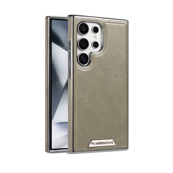 Compatible with MagSafe for Samsung Galaxy S24 Ultra Case Leather, Classic Elegant PU Slim Fit Rugged Non-Slip Grip Camera Lens Raised Drop Protection Magnetic Cover Phone Case,Gray