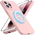 thumbnail image 1 of Compatible with MagSafe iPhone 14 Pro  Case, [9H Screen Protector] [Camera Protective] [Soft Microfiber Lining] Liquid Silicone Shockproof Case for iPhone 14 Pro - Pink Sand, 1 of 15