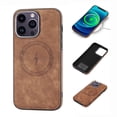 thumbnail image 1 of Compatible with MagSafe for iPhone 15 Pro Max Case, Luxury PU Leather Magnetic Cover , Shockproof Drop Resistant Protective Slim Phone Case Support Wireless Charging for iPhone 15 Pro Max, Brown, 1 of 7