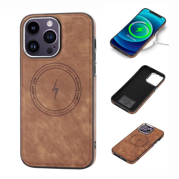 Compatible with MagSafe for iPhone 15 Pro Max Case, Luxury PU Leather Magnetic Cover , Shockproof Drop Resistant Protective Slim Phone Case Support Wireless Charging for iPhone 15 Pro Max, Brown