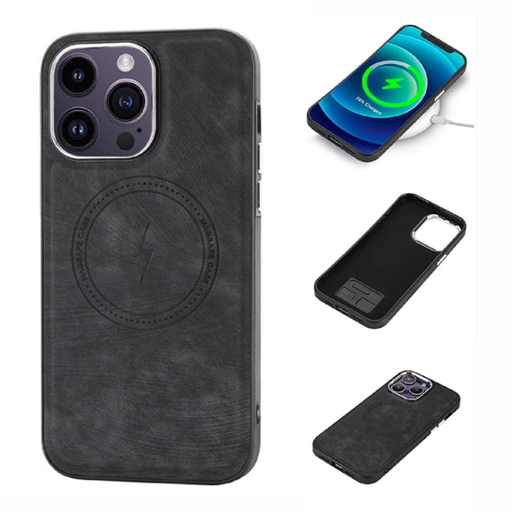 Compatible with MagSafe for iPhone 15 Pro Max Case, Luxury PU Leather Magnetic Cover , Shockproof Drop Resistant Protective Slim Phone Case Support Wireless Charging for iPhone 15 Pro Max, Black