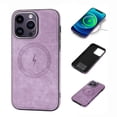 thumbnail image 1 of Compatible with MagSafe for iPhone 15 Pro Max Case, Luxury PU Leather Magnetic Cover , Shockproof Drop Resistant Protective Slim Phone Case Support Wireless Charging for iPhone 15 Pro Max, Purple, 1 of 7