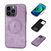 Compatible with MagSafe for iPhone 16 Pro Case, Luxury PU Leather Magnetic Cover , Shockproof Drop Resistant Protective Slim Phone Case Support Wireless Charging for iPhone 16 Pro, Purple