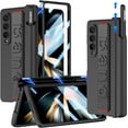 thumbnail image 1 of Compatible Magnetic Hinge Case for Samsung Galaxy Z Fold 4 Case with Screen Protector & Hand Strap {S Pen Holder},Carbon Fiber Black Full Hinge Protective Bumper Case for Samsung Fold 4 Case Men, 1 of 13