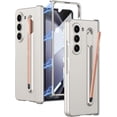 thumbnail image 1 of Compatible Magnetic Hinged Case for Samsung Z Fold 5 Case with Pink S Pen & S Pen Holder,4 in 1 Hinge Protective Screen Protector Case for Galaxy Z Fold 5 Case,Z Fold 5 5g Case Pen Slot Silver, 1 of 14