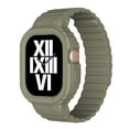 thumbnail image 1 of Compatible for Magnetic Silicone Apple Watch Band Series 9/8/7 45mm with Bumper Case, Waterproof Sport Strap Men Women Lightweight for iWatch Series 10 9 8 7 6 SE 5 4 3 2 1 Ultra, Armygreen, 1 of 7