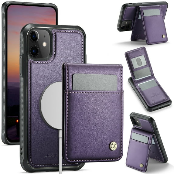 Compatible Magsafe 2 in 1 Detachable iPhone 11 Wallet Case with Card Holder Women Men,Magnetic PU Leather RFID Blocking Flip Kickstand Credit Slots Luxury Leather Case for iPhone 11, Purple
