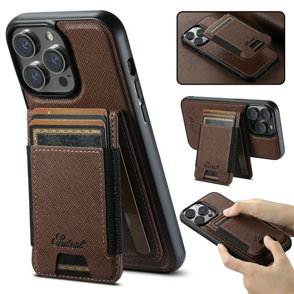 Compatible with Magsafe 2 in 1 Detachable iPhone 13 Pro Max Wallet Case with Card Holder Women Men,Magnetic PU Leather RFID Blocking Flip Kickstand Removable Credit Slots Phone Case,Brown