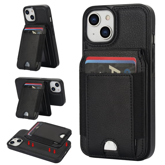 Compatible WIth Magsafe 2 in 1 Detachable iPhone 14 Plus Shockproof Rugged Wallet Phone Case with Card Holder,Magnetic PU Leather RFID Blocking Flip Kickstand Credit Slots,Black
