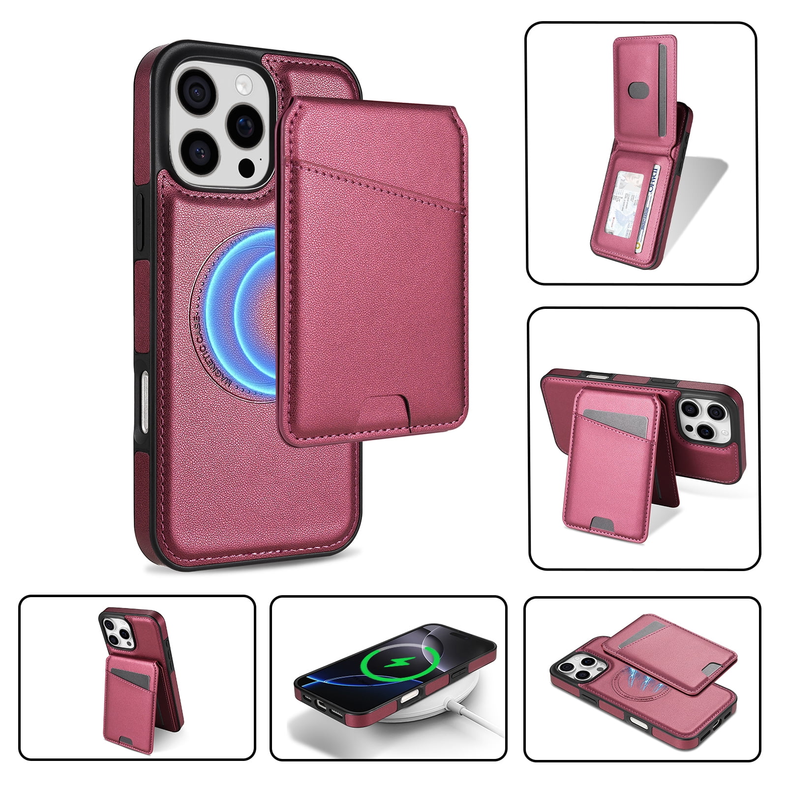 Wallet Case For IPhone 17 Pro Max - Magnetic Detachable Flip Cover, RFID Blocking, 3 Card Slots, PU Leather | Purple