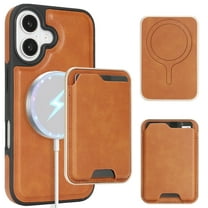 Compatible with Magsafe 2 in 1 Detachable iPhone 16 Plus Wallet Credit Slots Case,Women Men Magnetic PU Leather RFID Blocking Flip Kickstand Phone Case For iPhone 16 Plus,Brown